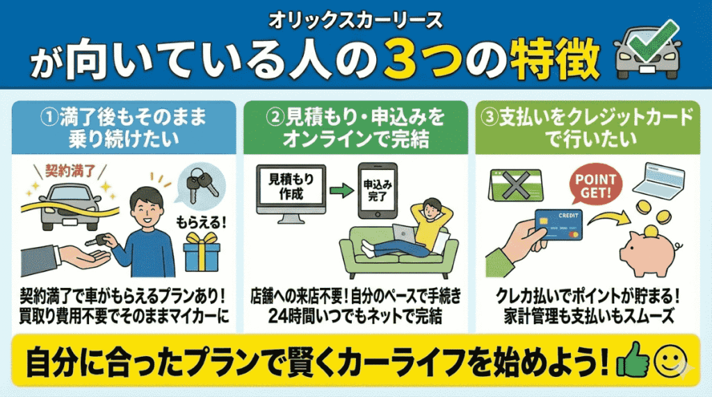 オリックスカーリースが向いている人の特徴3選